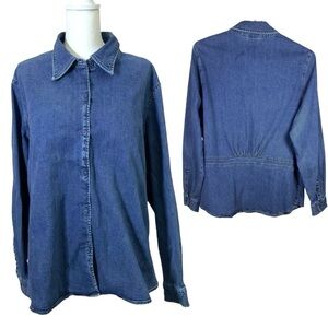 Liz Claiborne Denim Jacket Shirt Cinch Back Medium Wash Women Plus 3X